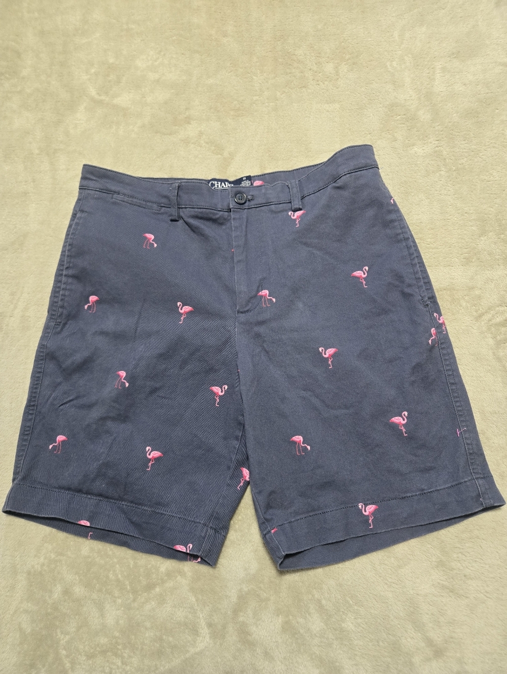 Chaps Chino Shorts Flamingo All-over Print Mens Size 33 Beach Preppy